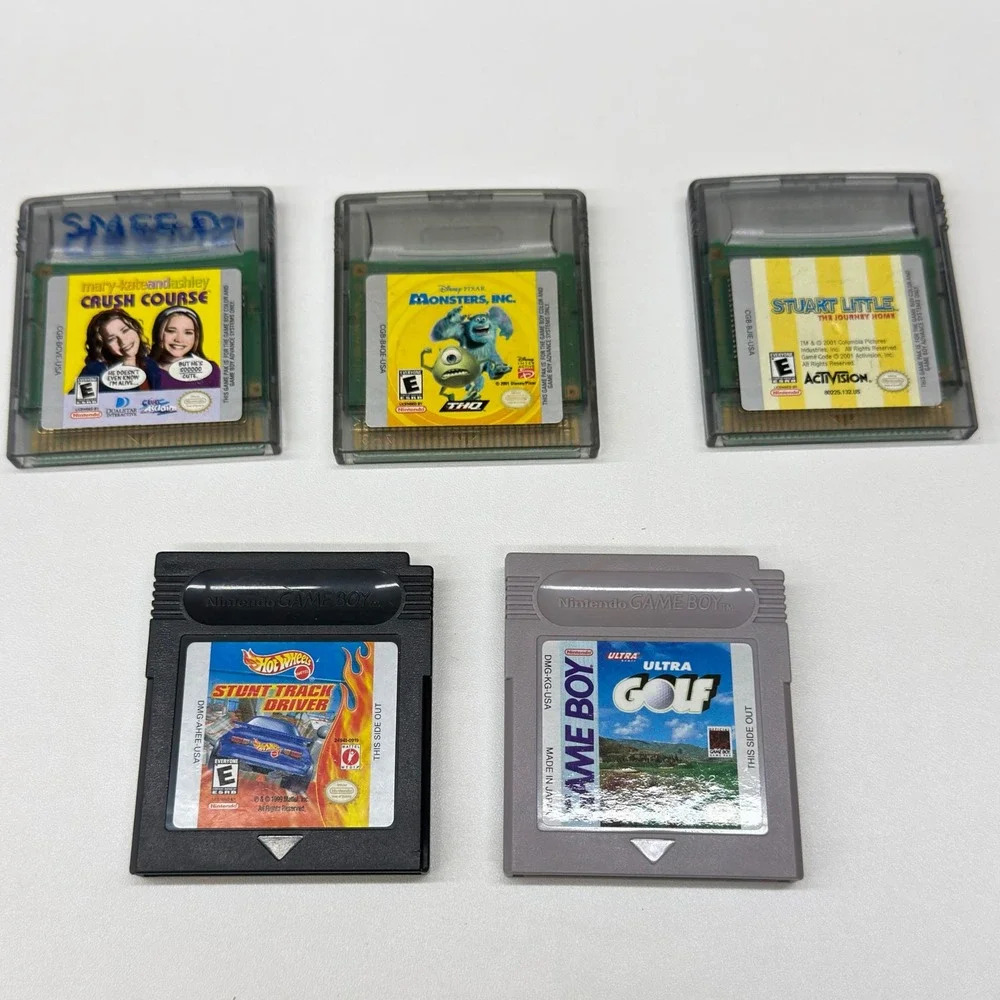 Nintendo Game Boy Color Lot Monsters Inc Hot Wheels Stuart Little Ultra Golf 5pk